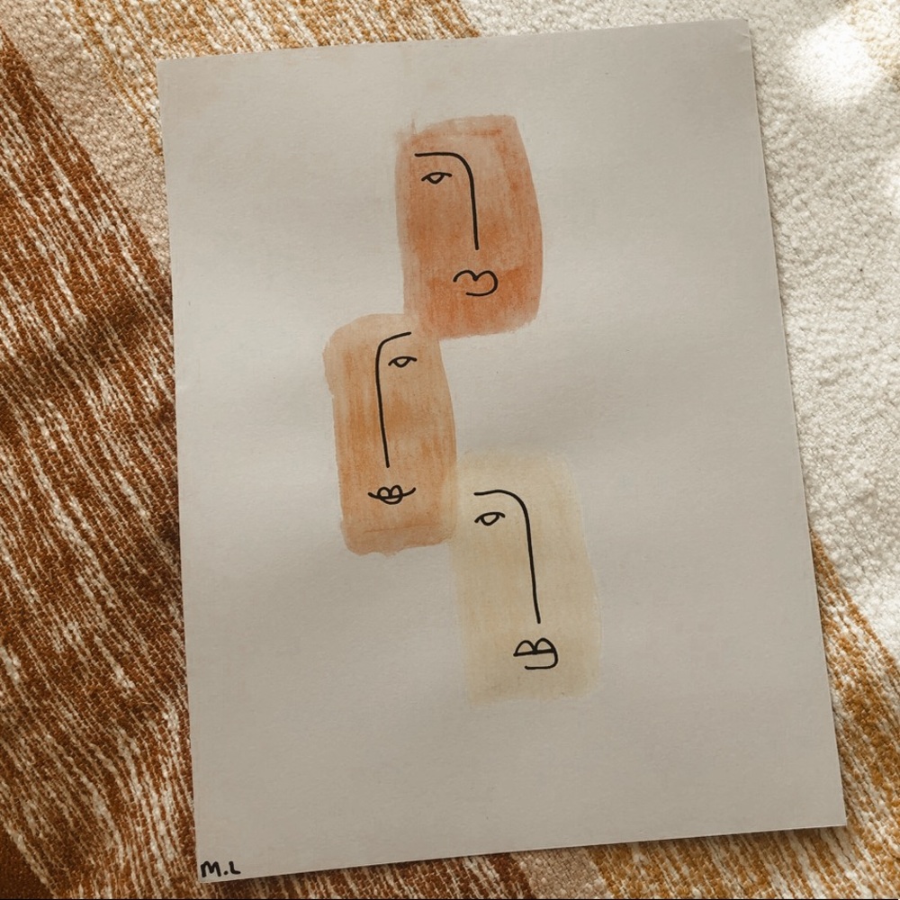 Abstract face watercolor print